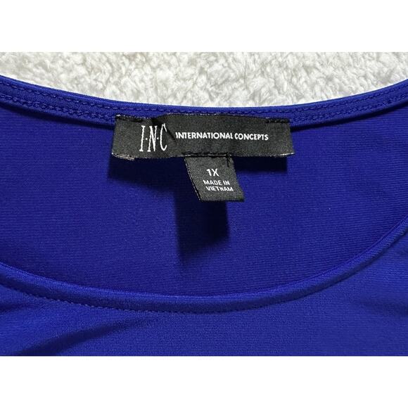International Concepts INC Short Sleeve Women’s Plus 1X Dress Top Royal Blue - Picture 4 of 5
